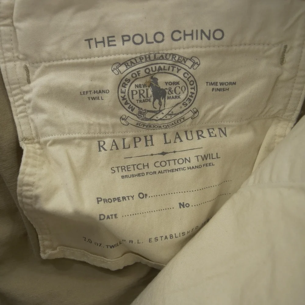 Polo Ralph Lauren Pants Mens 36 Beige Chino Flat Front Golf  Cotton Pony Logo